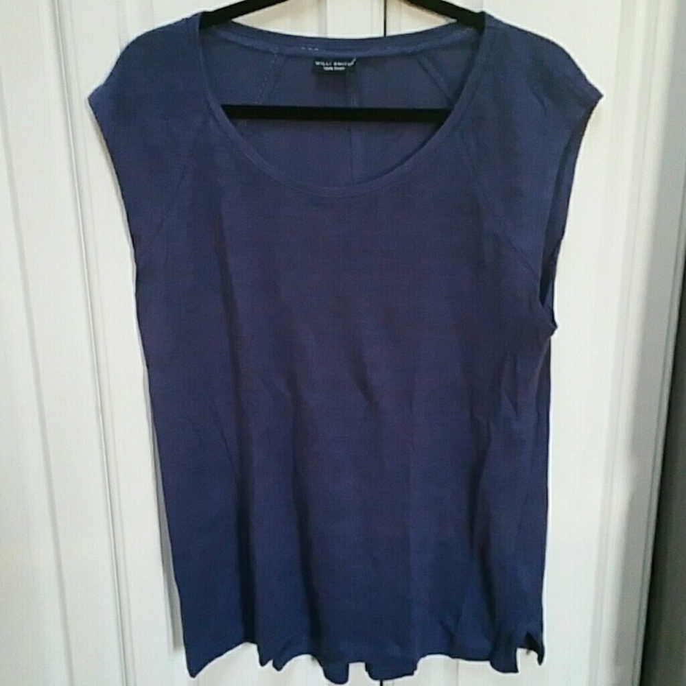 Blue Will Smith crochet neckline Top XL